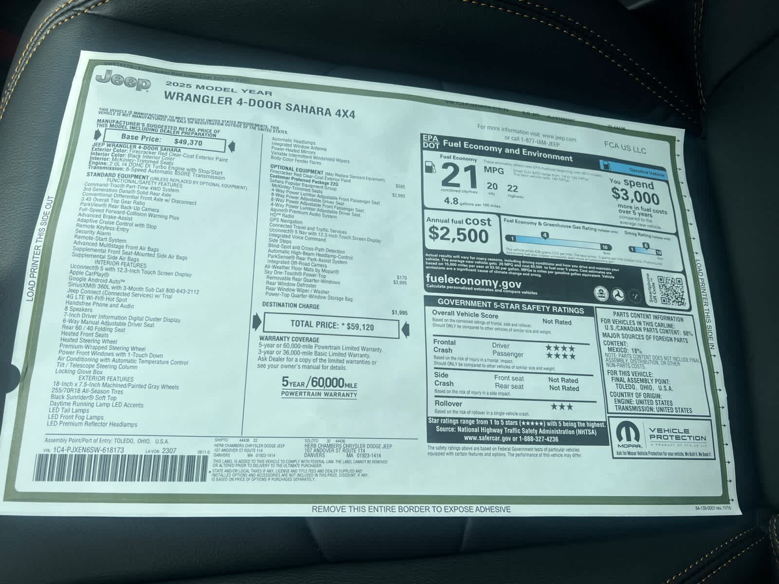 new 2025 Jeep Wrangler car, priced at $59,120