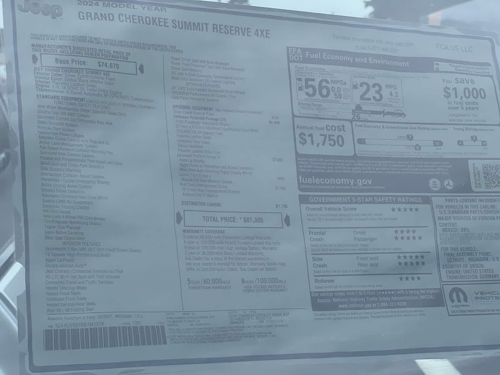 new 2024 Jeep Grand Cherokee 4xe car, priced at $87,305