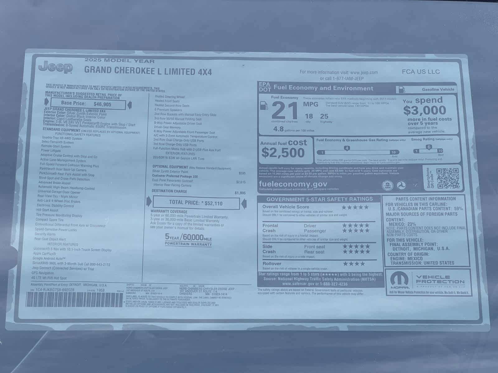 new 2025 Jeep Grand Cherokee car, priced at $50,110