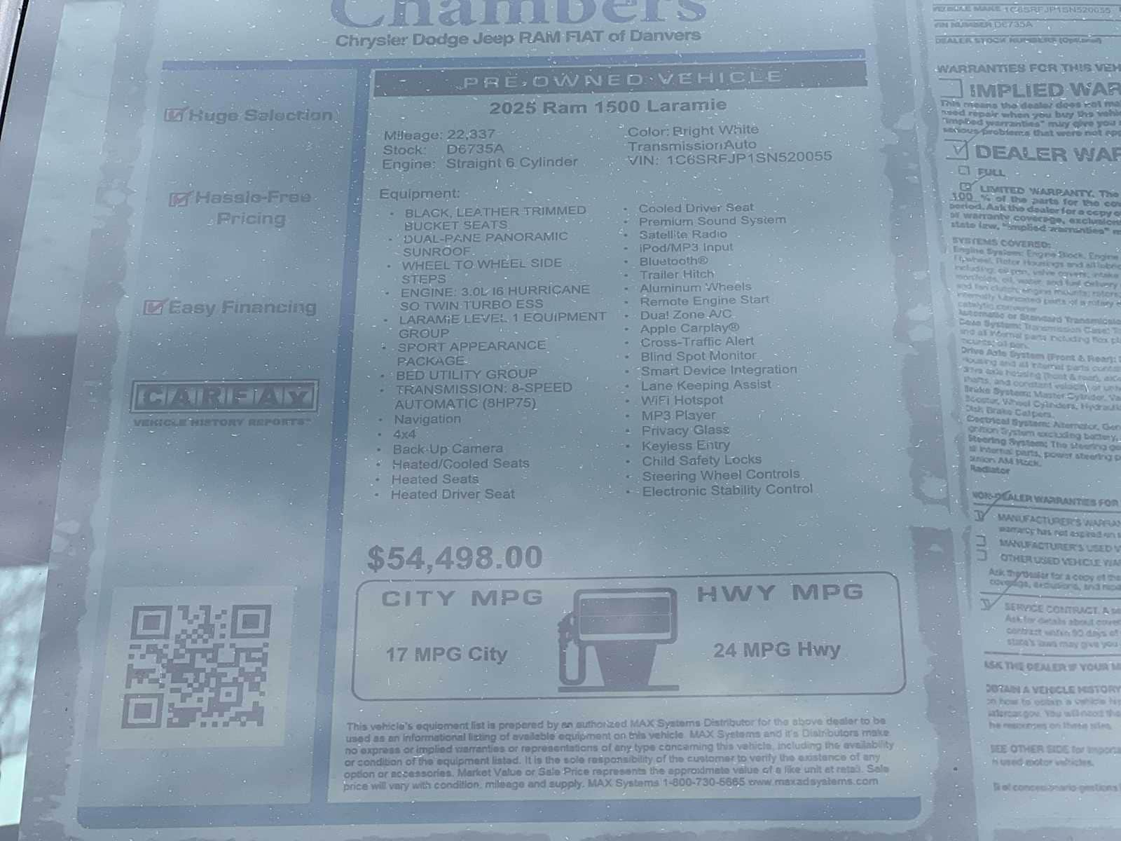 used 2025 Ram 1500 car, priced at $54,498