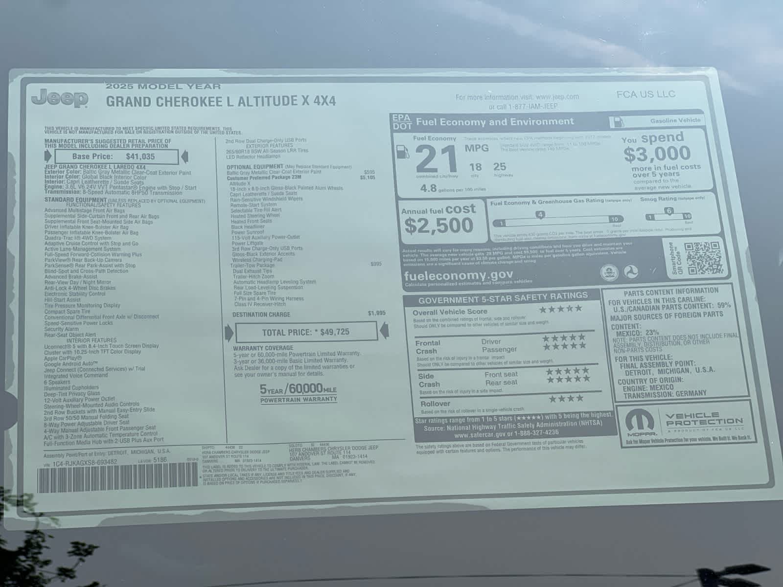 new 2025 Jeep Grand Cherokee car, priced at $49,725