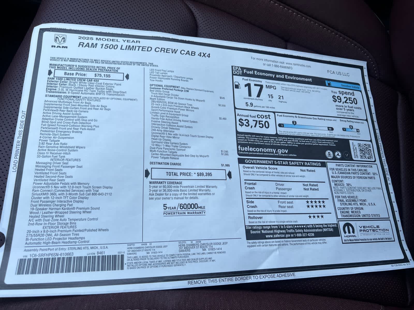 new 2025 Ram 1500 car, priced at $84,395