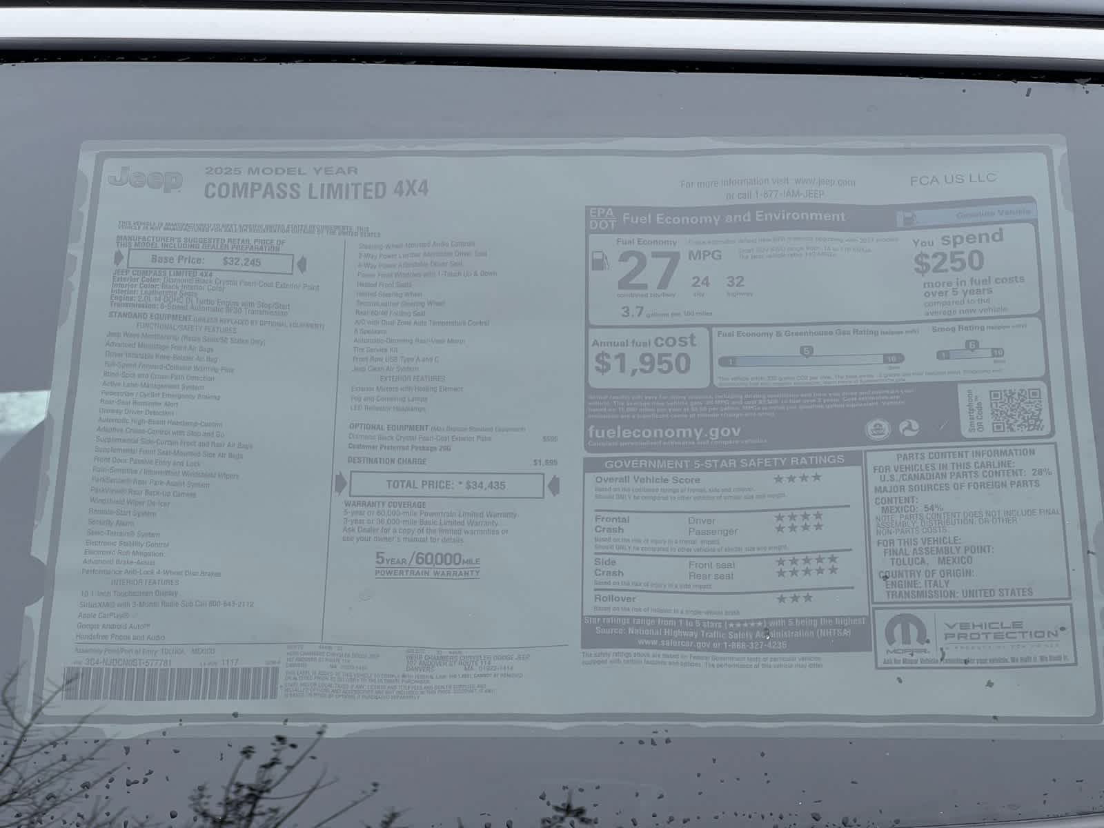 new 2025 Jeep Compass car, priced at $33,435