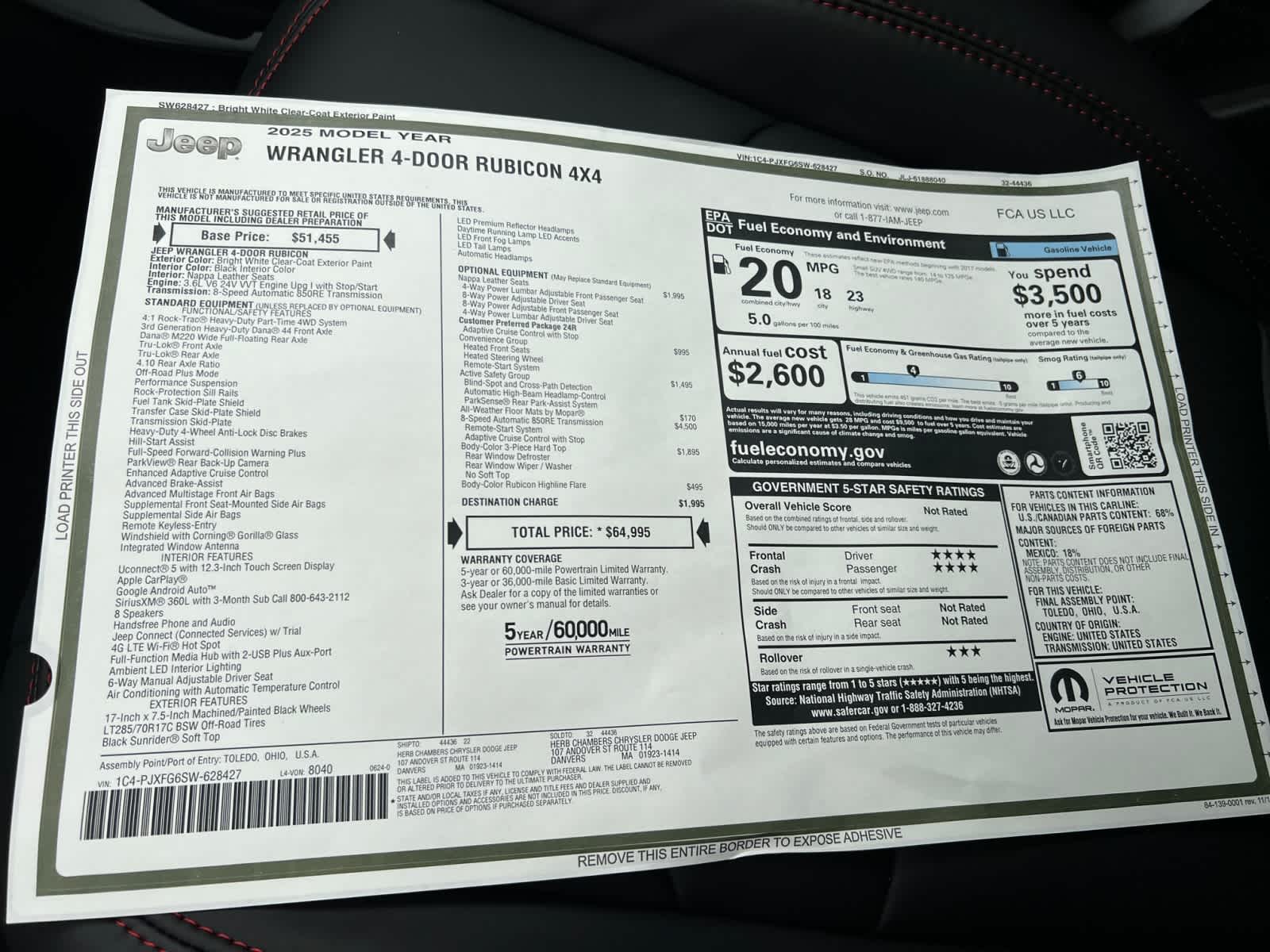 new 2025 Jeep Wrangler car, priced at $64,995