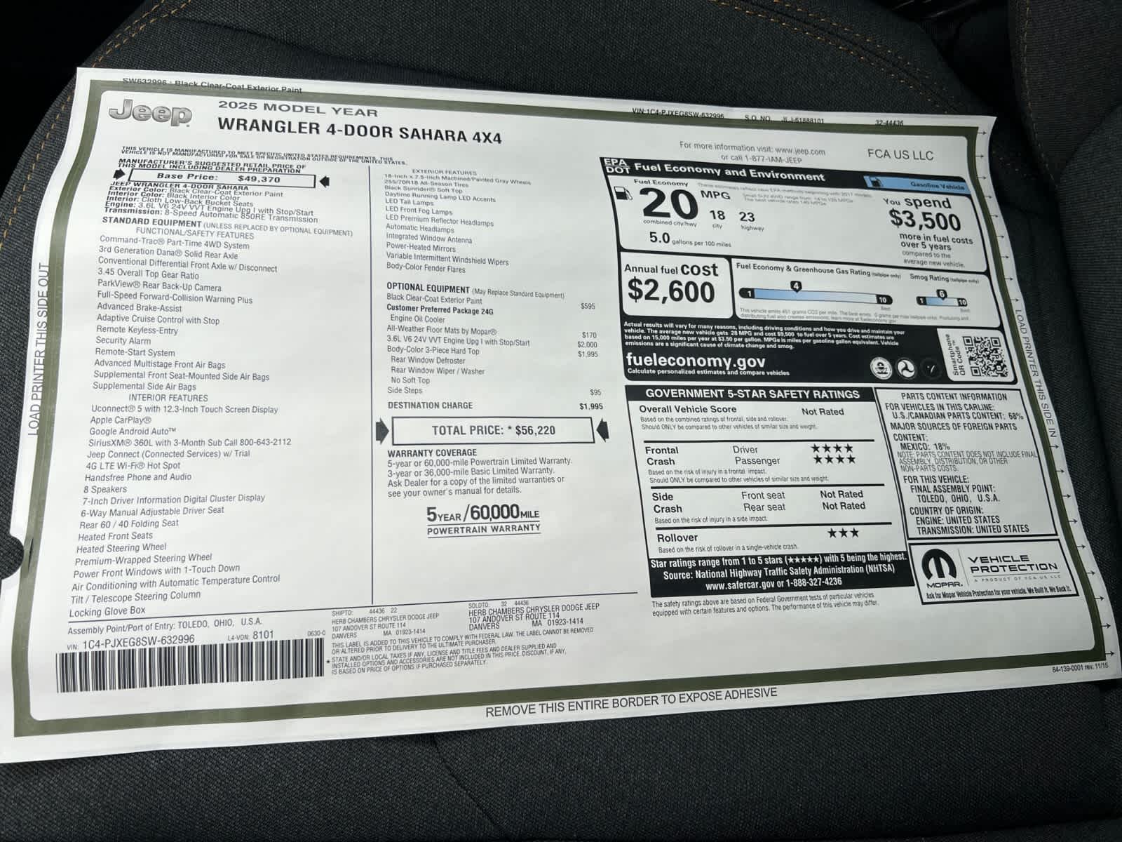 new 2025 Jeep Wrangler car, priced at $56,220