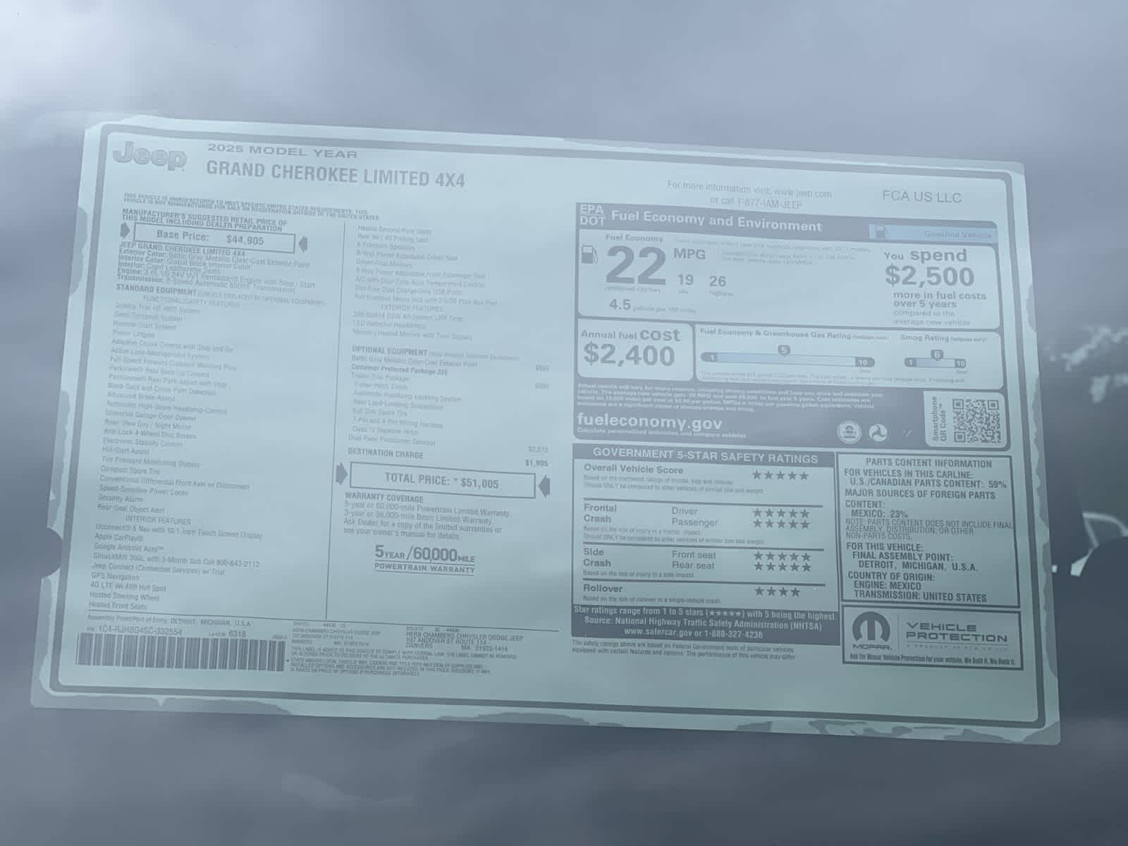 new 2025 Jeep Grand Cherokee car, priced at $49,005