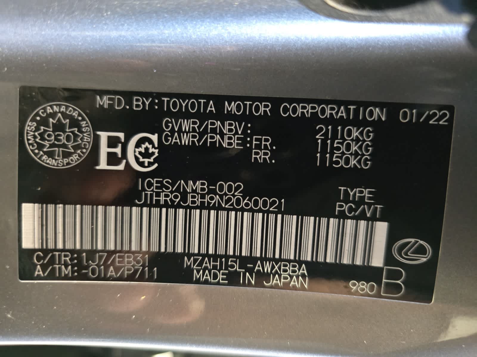 used 2022 Lexus UX 250h car, priced at $33,488