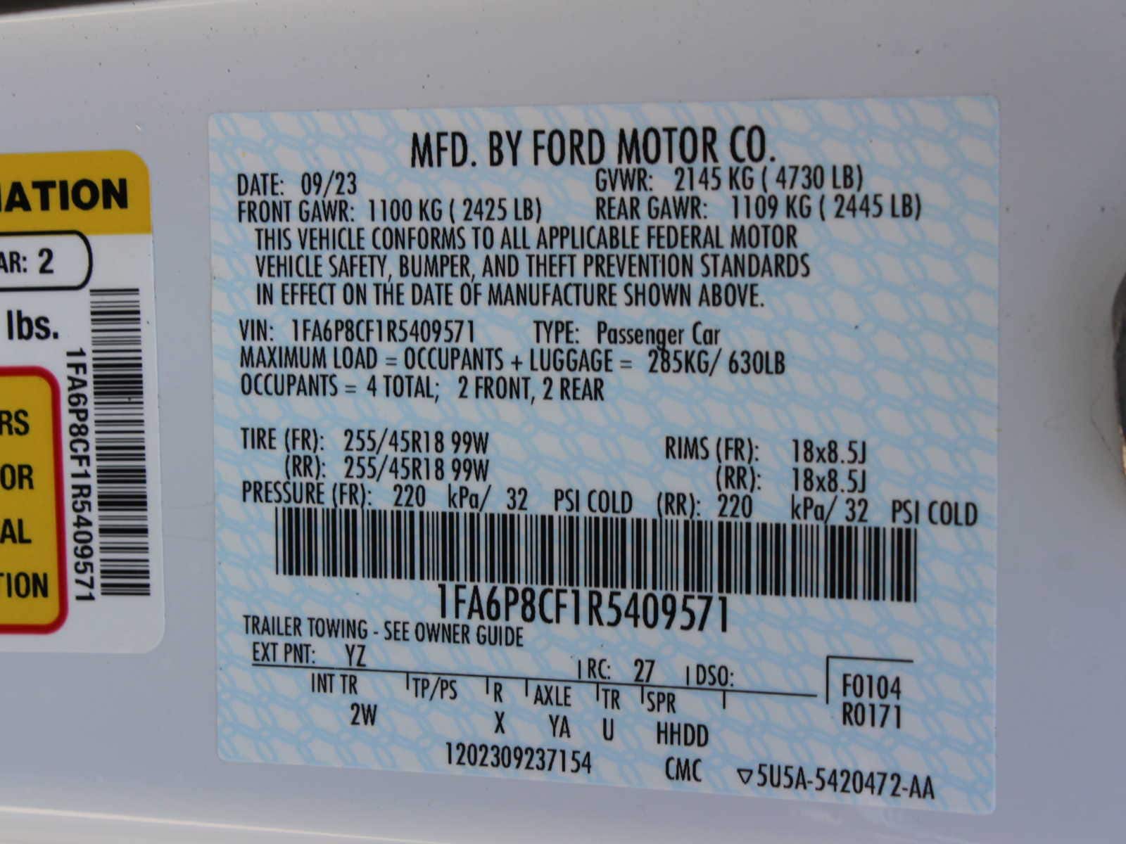 new 2024 Ford Mustang car, priced at $46,685