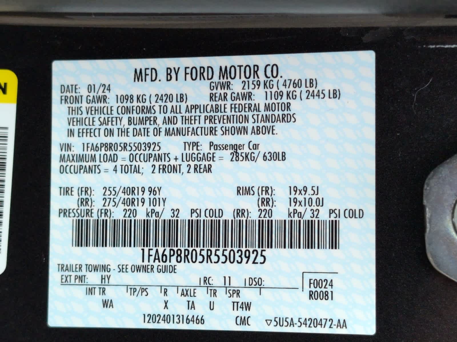 used 2024 Ford Mustang car, priced at $62,998