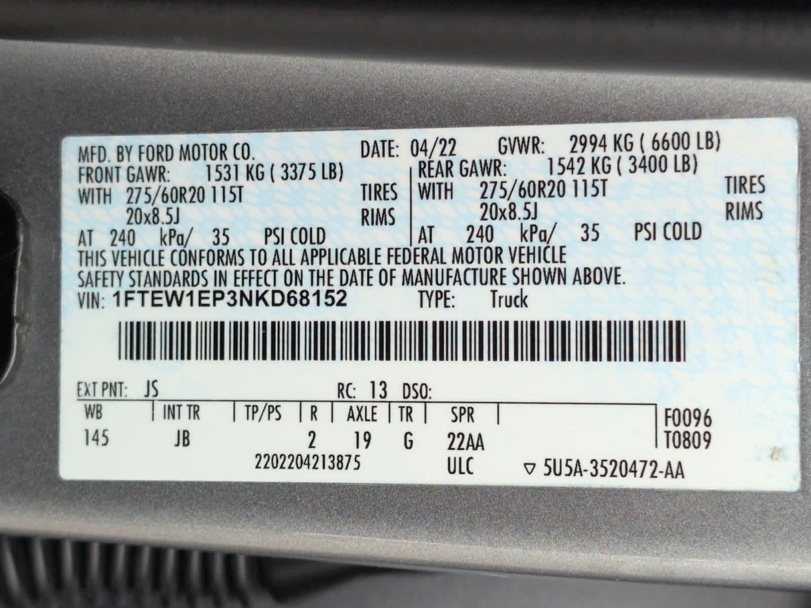 used 2022 Ford F-150 car, priced at $36,998