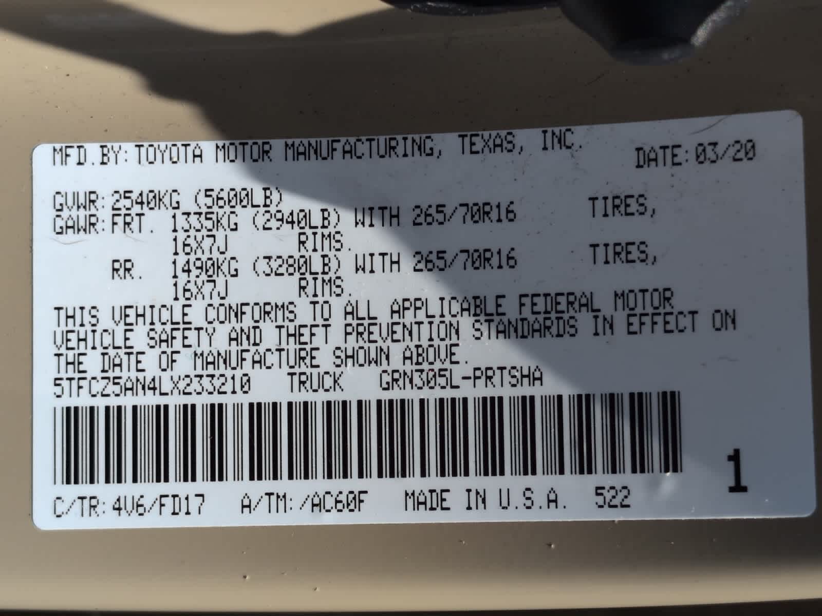 used 2020 Toyota Tacoma car, priced at $33,998