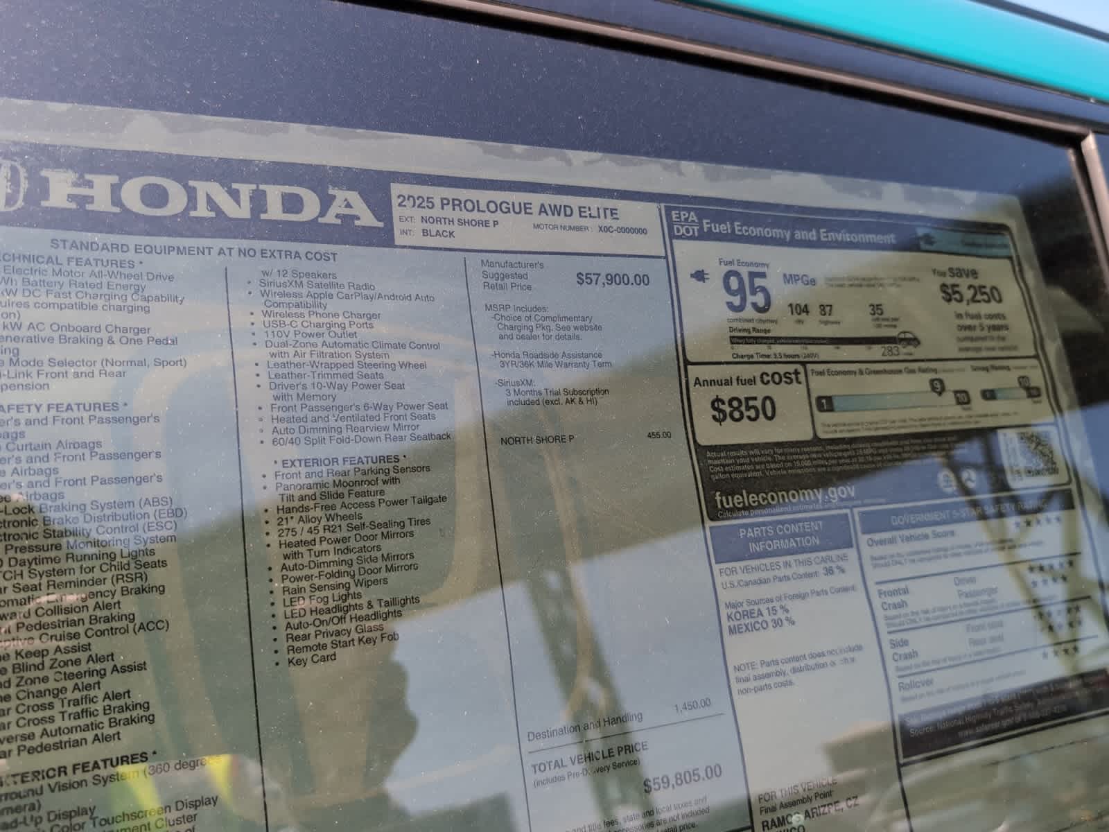 new 2025 Honda Prologue car, priced at $59,805