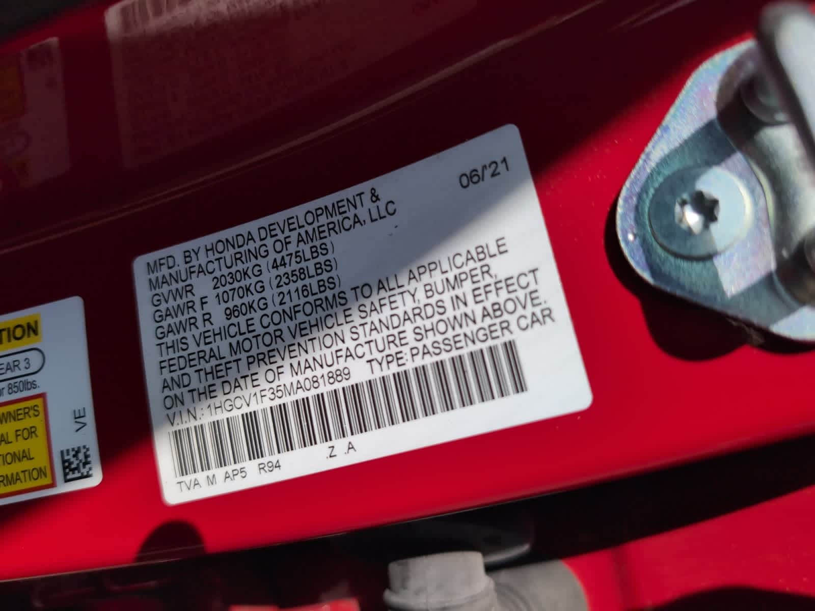 used 2021 Honda Accord car, priced at $25,398