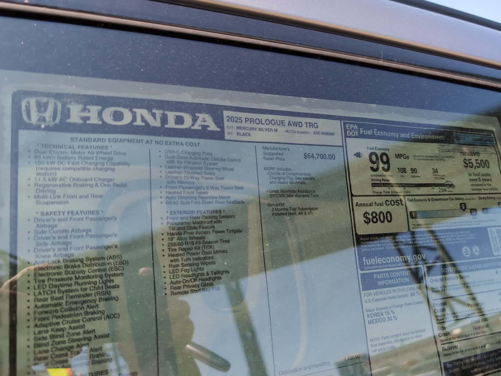 new 2025 Honda Prologue car, priced at $56,150