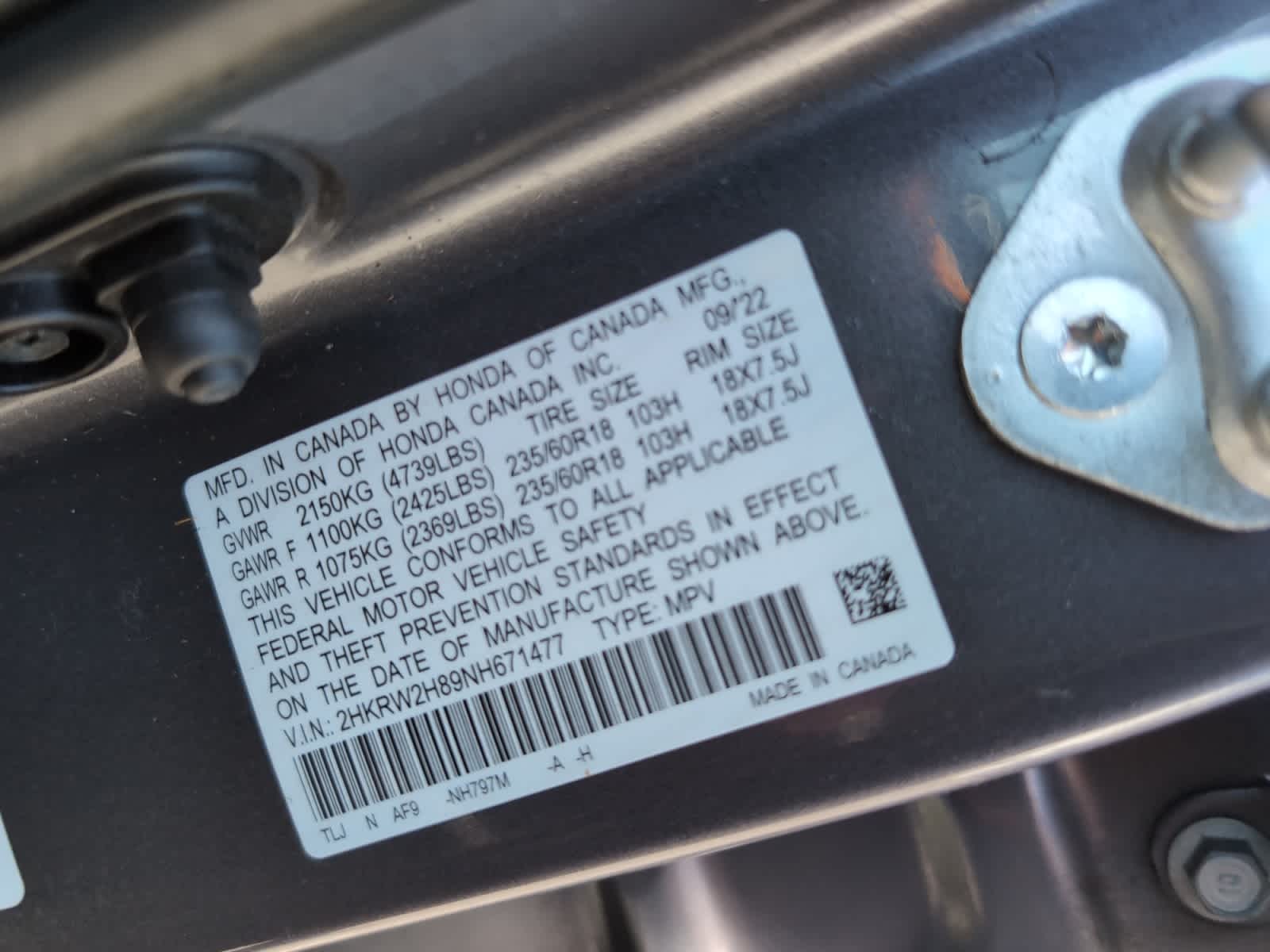 used 2022 Honda CR-V car, priced at $30,698