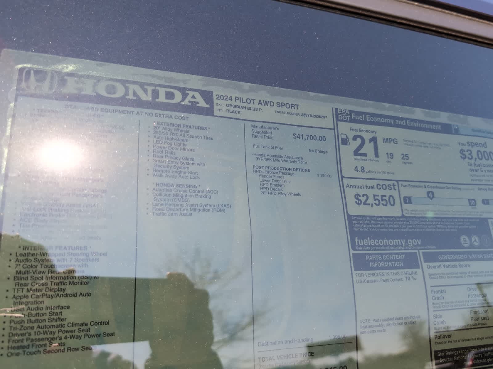 new 2024 Honda Pilot car, priced at $46,245