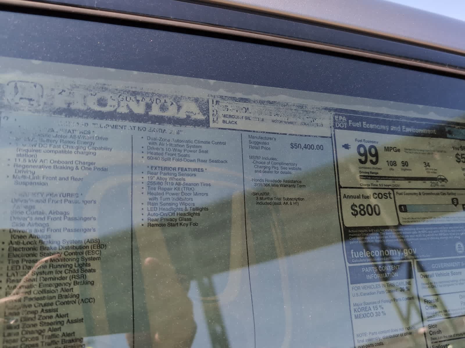 new 2025 Honda Prologue car, priced at $51,850