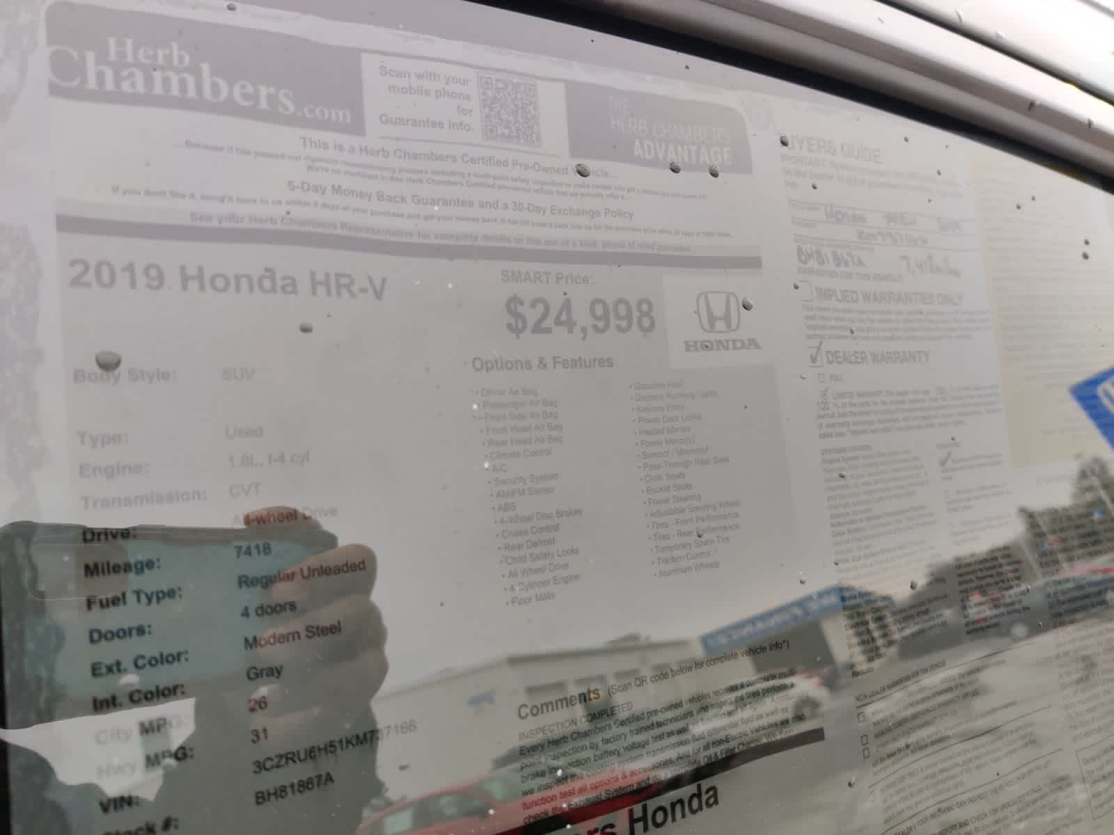 used 2019 Honda HR-V car, priced at $24,498