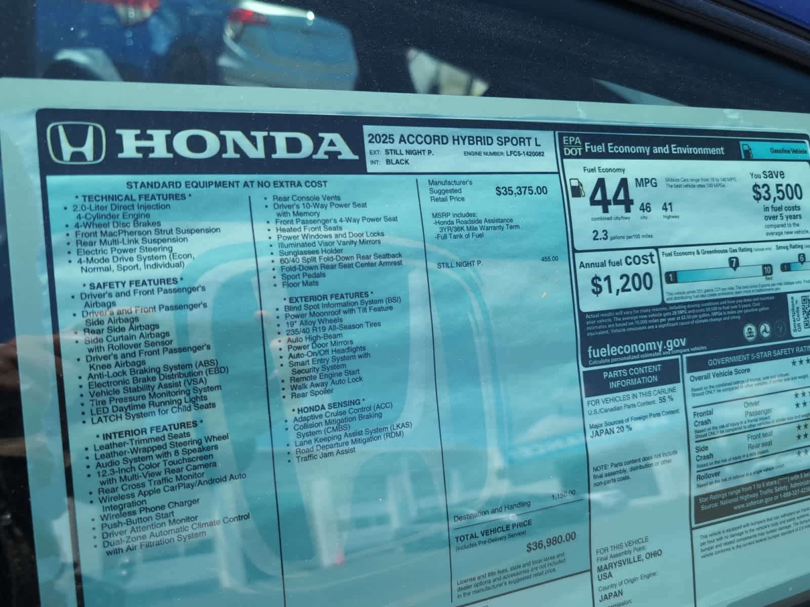 new 2025 Honda Accord Hybrid car, priced at $36,980