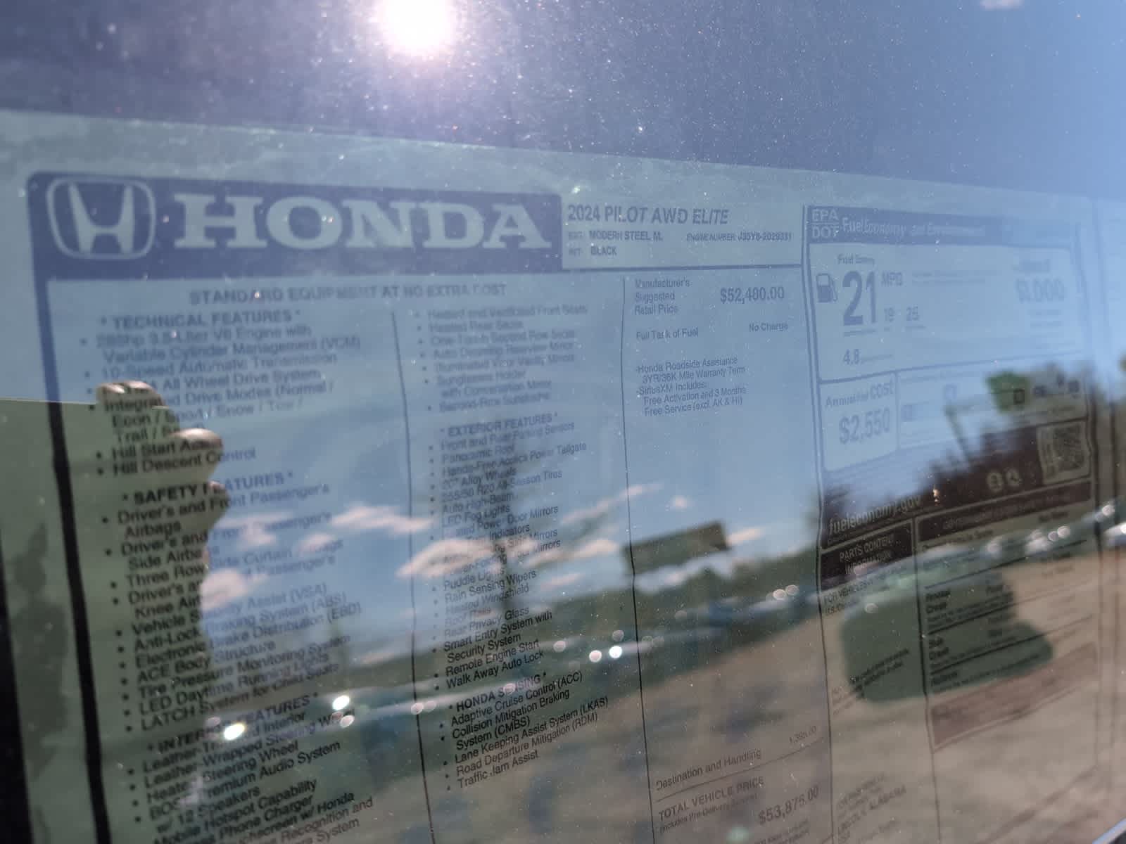 new 2024 Honda Pilot car, priced at $53,875
