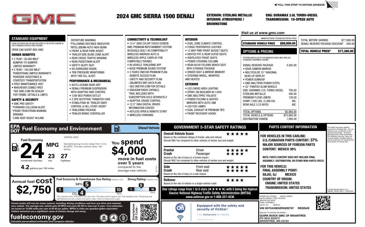 used 2024 GMC Sierra 1500 car, priced at $61,498