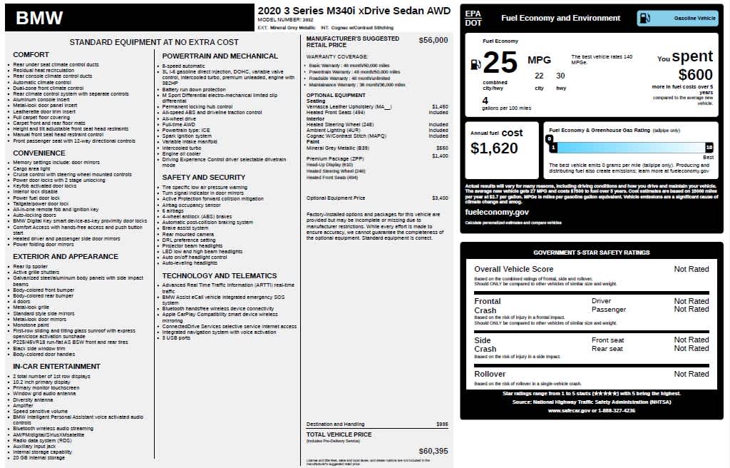 used 2020 BMW M340i car, priced at $31,998