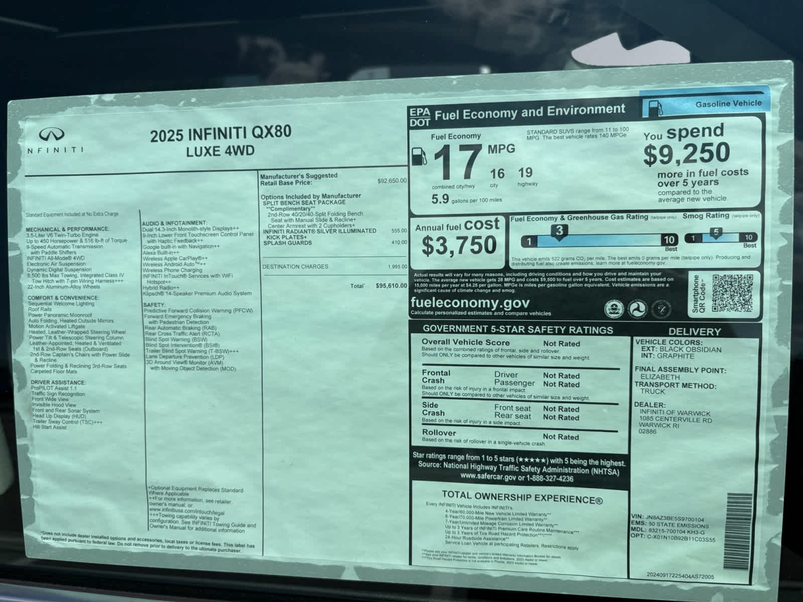new 2025 INFINITI QX80 car, priced at $95,610