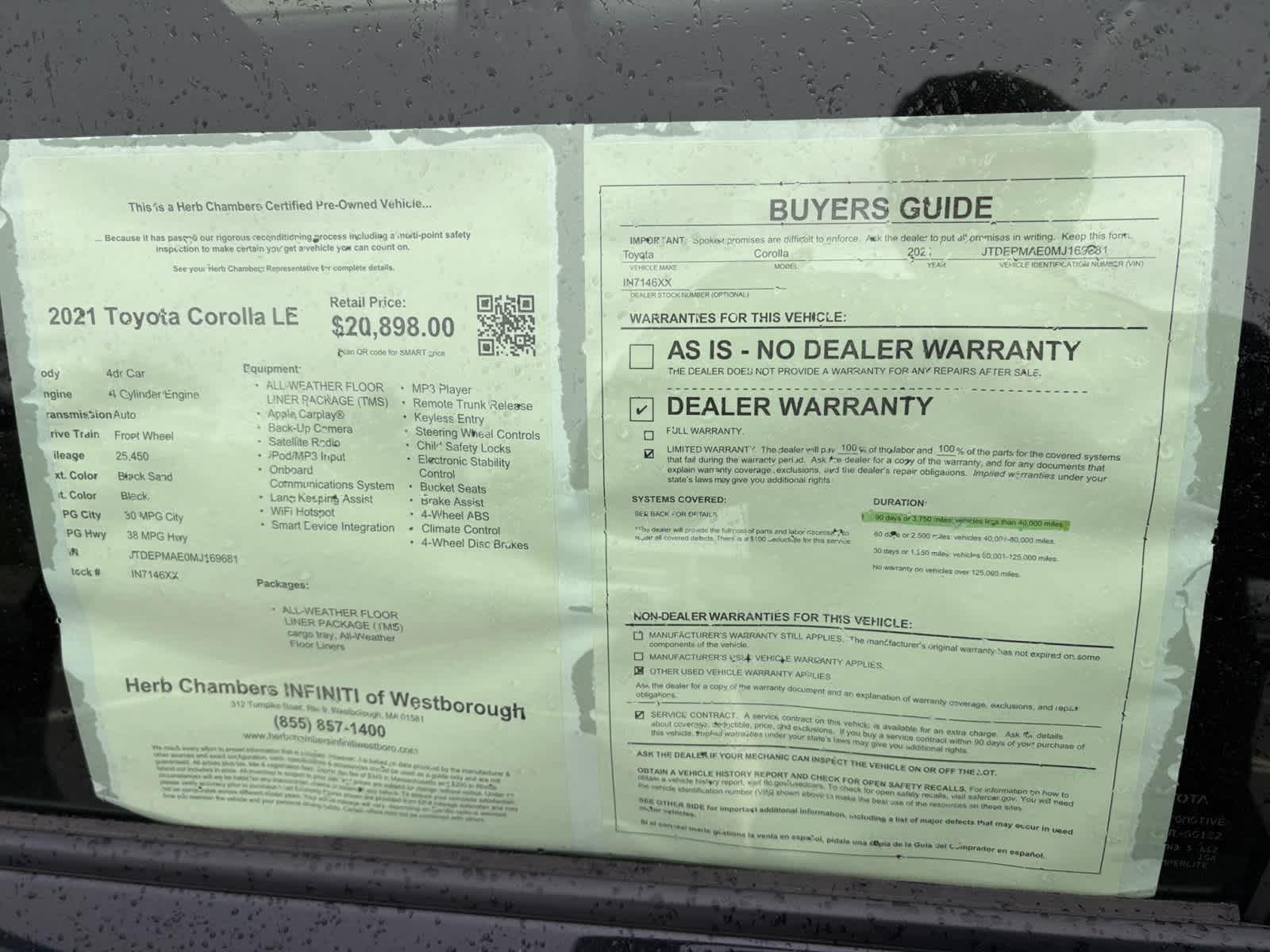 used 2021 Toyota Corolla car, priced at $20,898