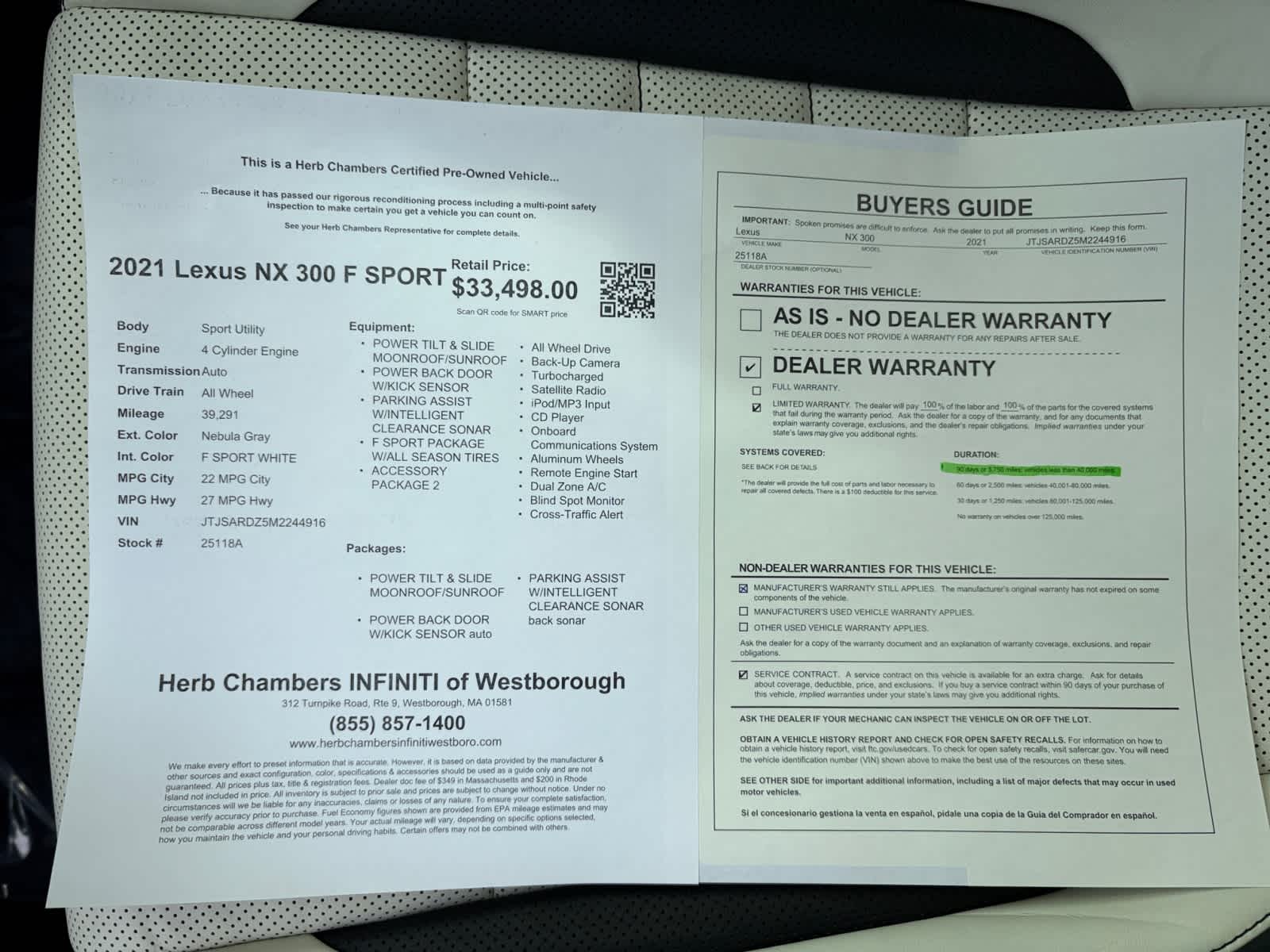 used 2021 Lexus NX 300 car, priced at $32,998