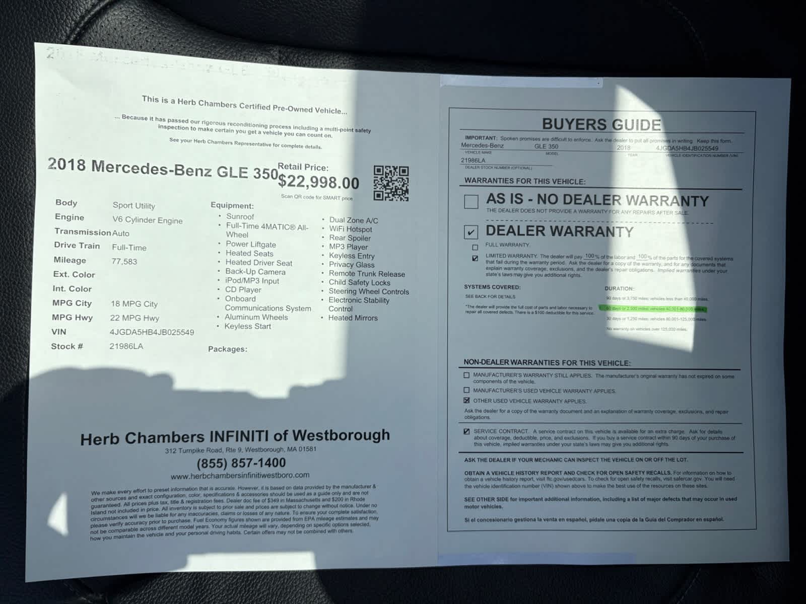 used 2018 Mercedes-Benz GLE 350 car, priced at $22,498