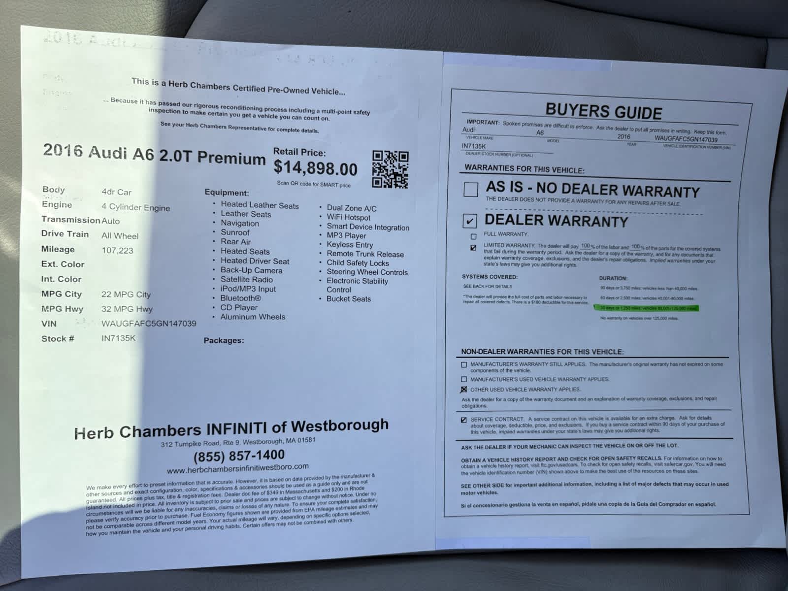 used 2016 Audi A6 car, priced at $14,898