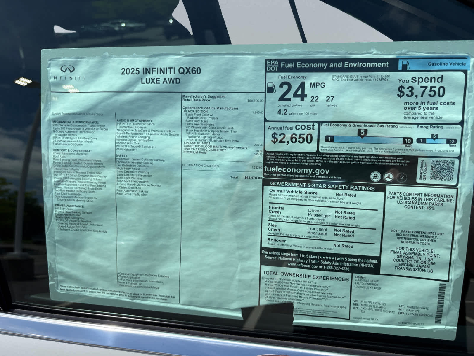 new 2025 INFINITI QX60 car, priced at $60,581