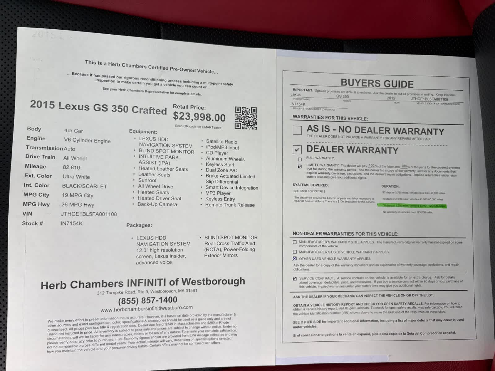 used 2015 Lexus GS 350 car, priced at $23,998