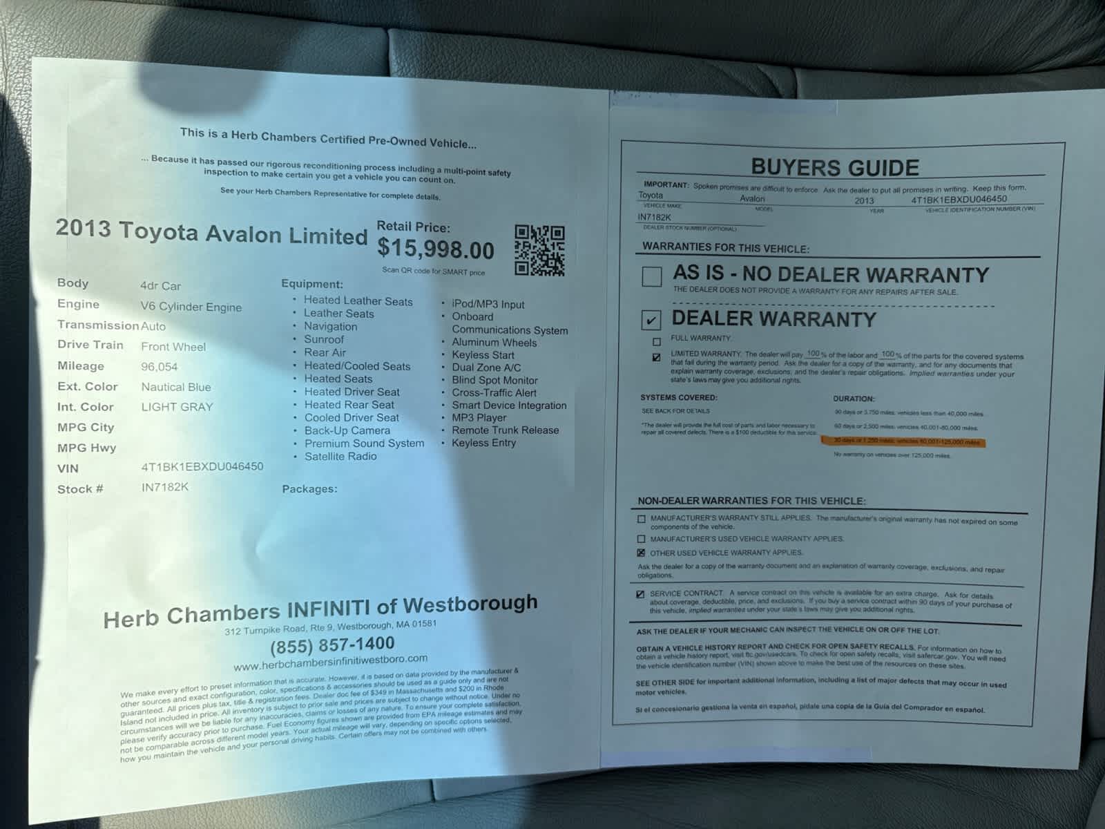 used 2013 Toyota Avalon car, priced at $15,998