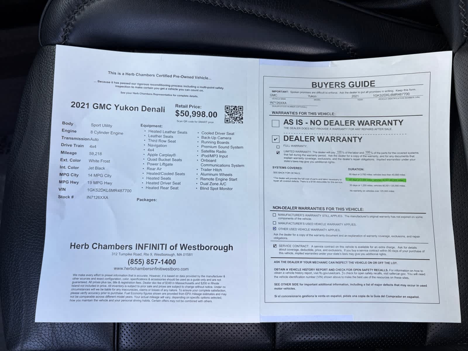 used 2021 GMC Yukon car, priced at $51,798