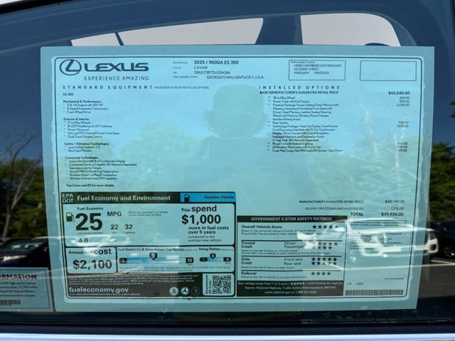 new 2025 Lexus ES car