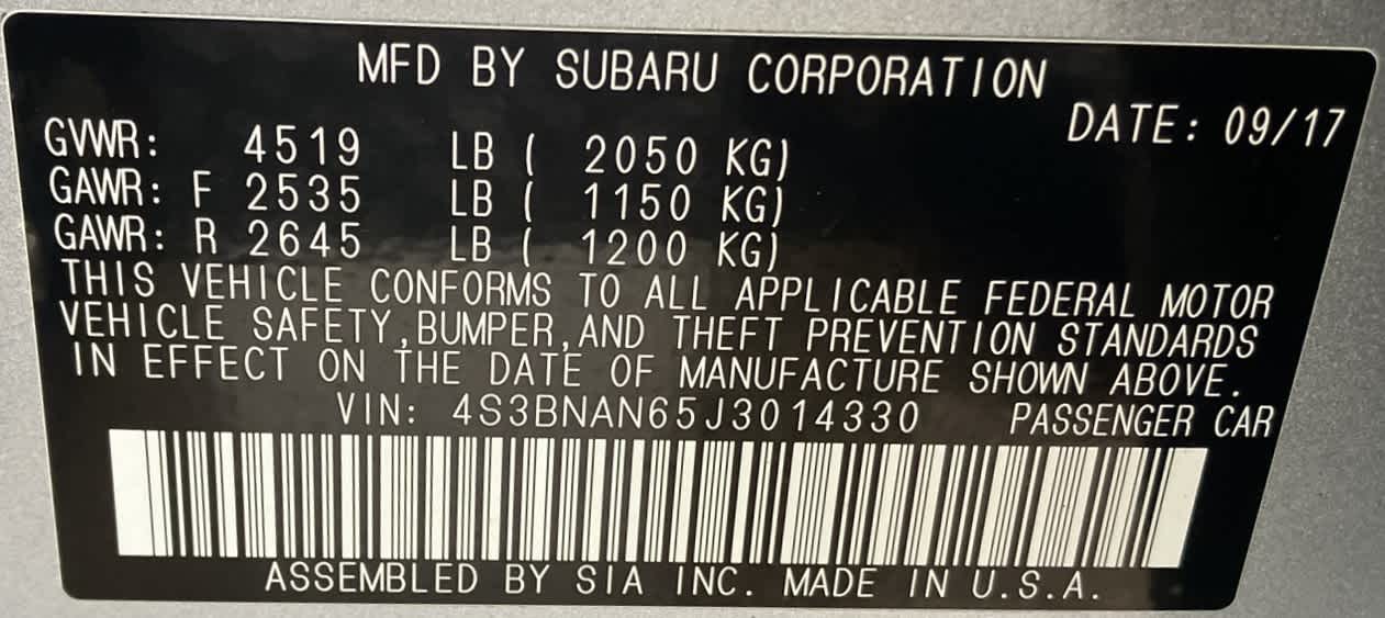 used 2018 Subaru Legacy car, priced at $17,998