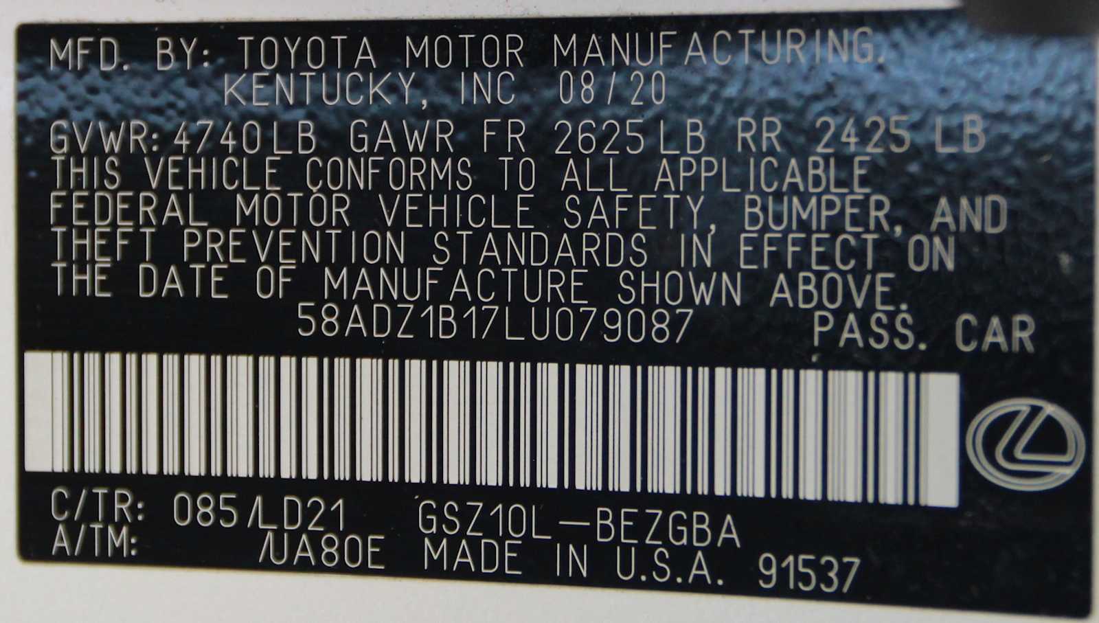 used 2020 Lexus ES 350 car, priced at $31,798
