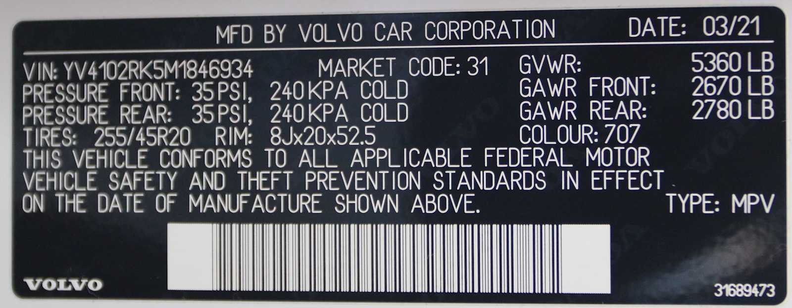 used 2021 Volvo XC60 car, priced at $31,498