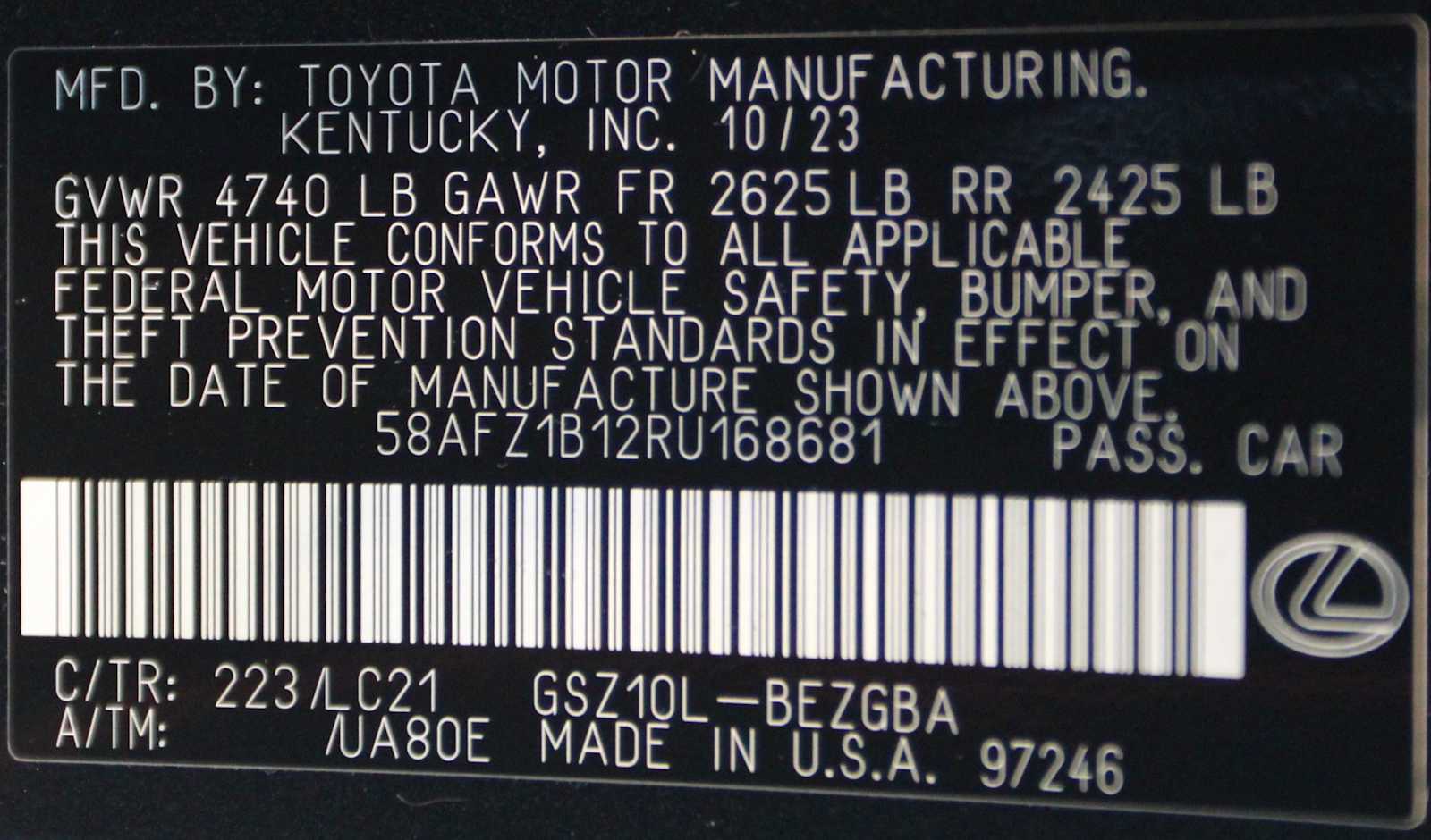 used 2024 Lexus ES 350 car, priced at $46,998