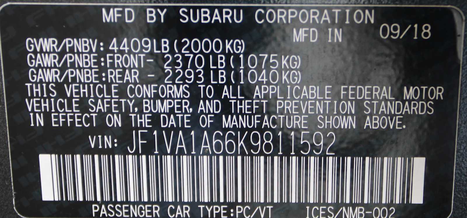used 2019 Subaru WRX car, priced at $19,698