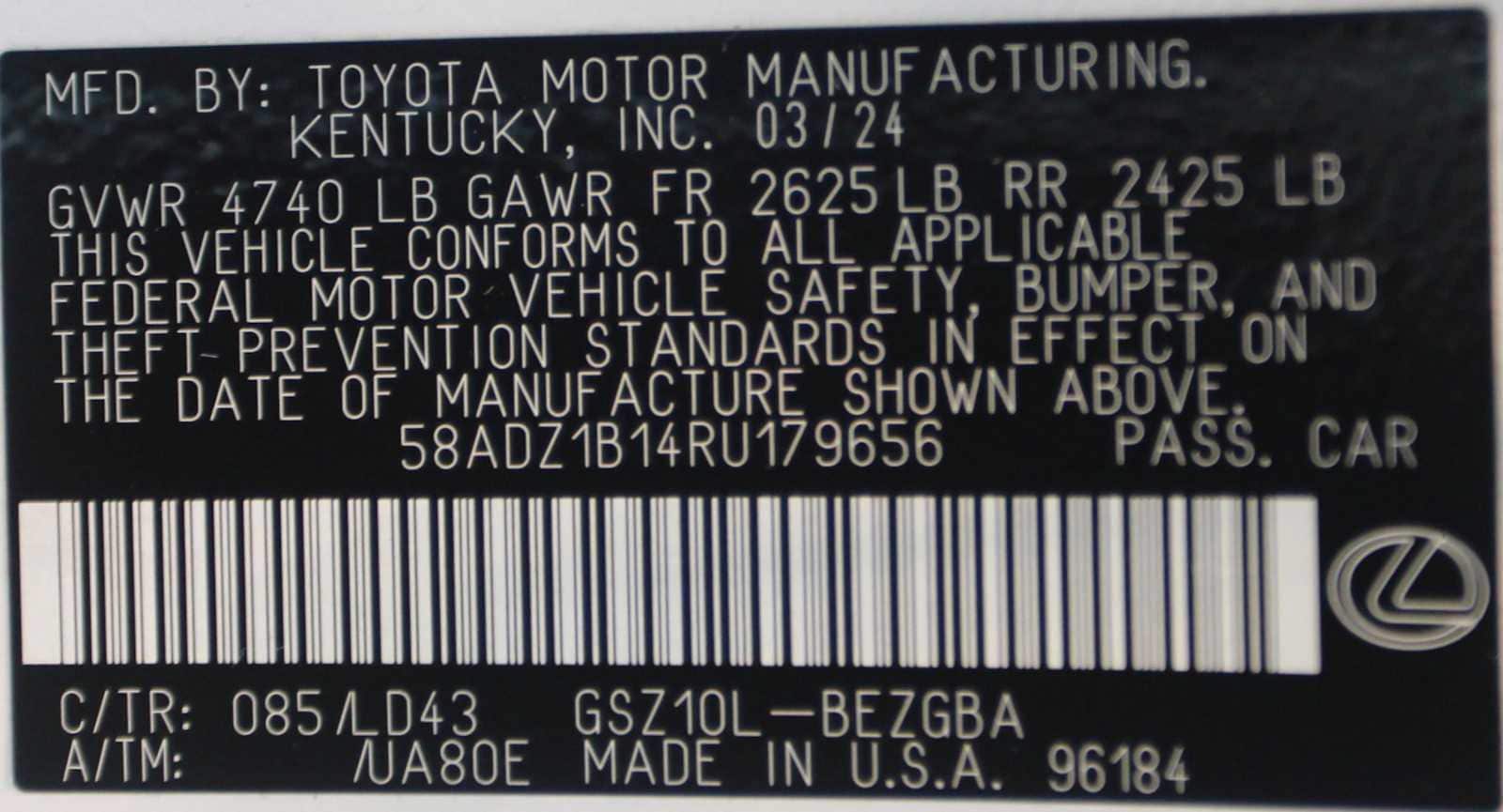 used 2024 Lexus ES 350 car, priced at $43,798