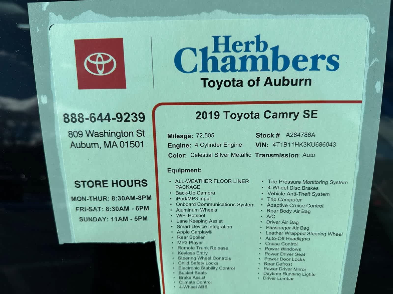 used 2019 Toyota Camry car, priced at $19,998