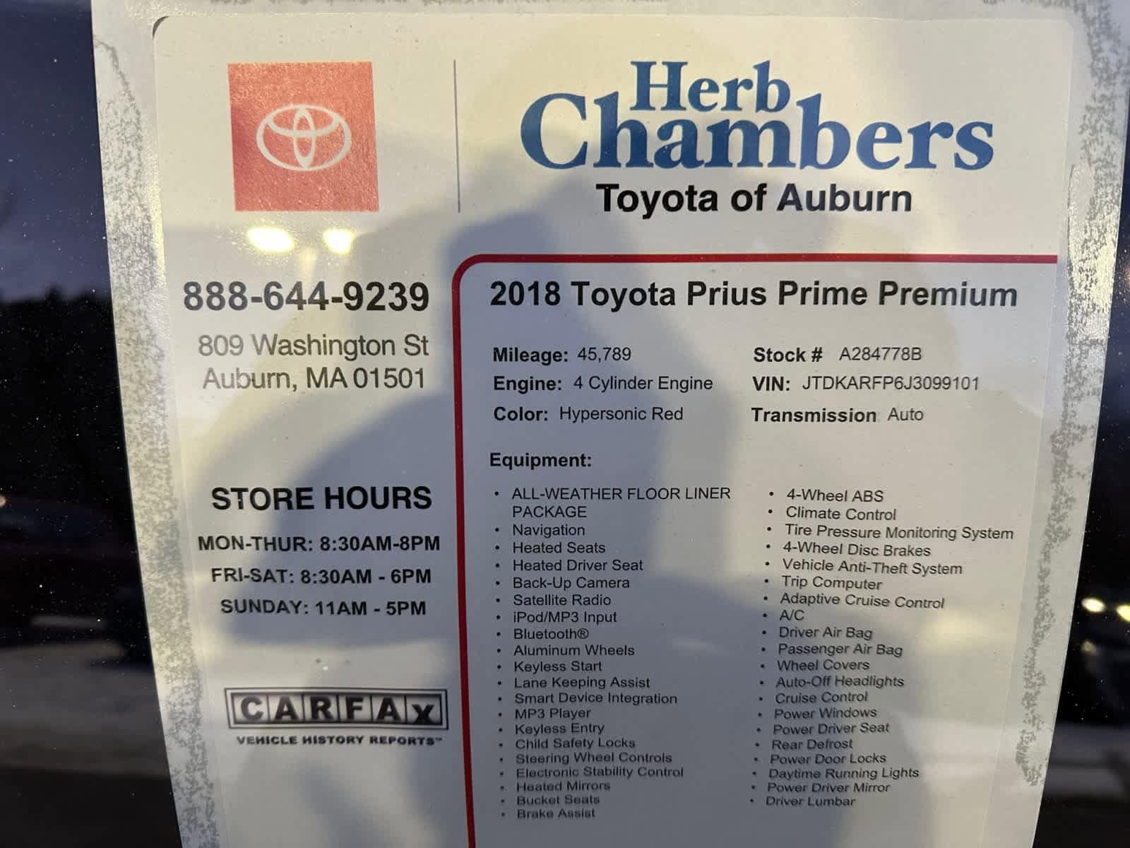 used 2018 Toyota Prius Prime car, priced at $25,998