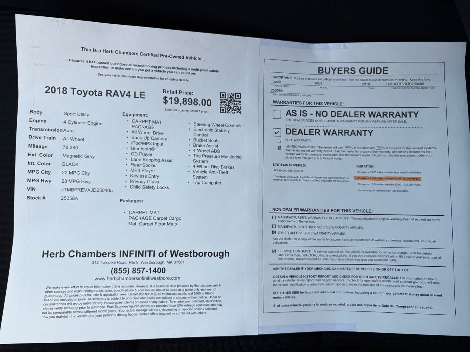 used 2018 Toyota RAV4 car, priced at $24,998