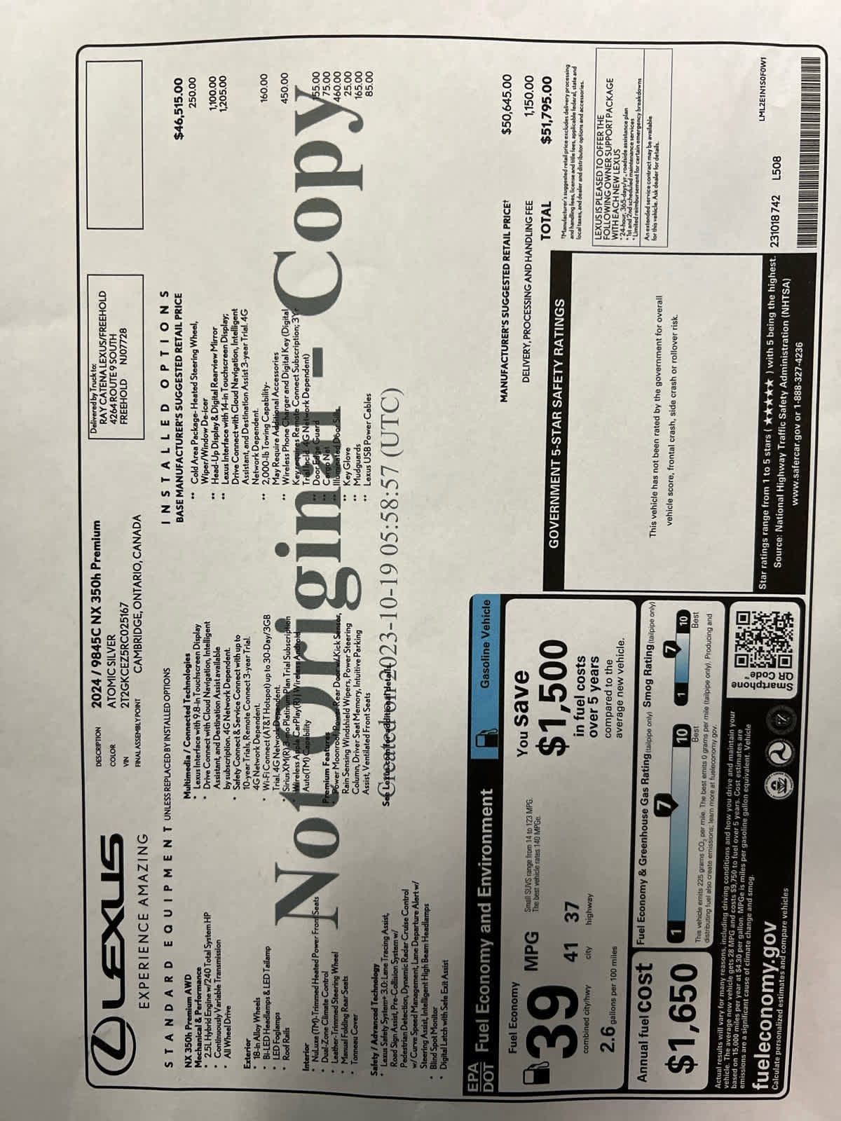 used 2024 Lexus NX 350h car, priced at $47,798