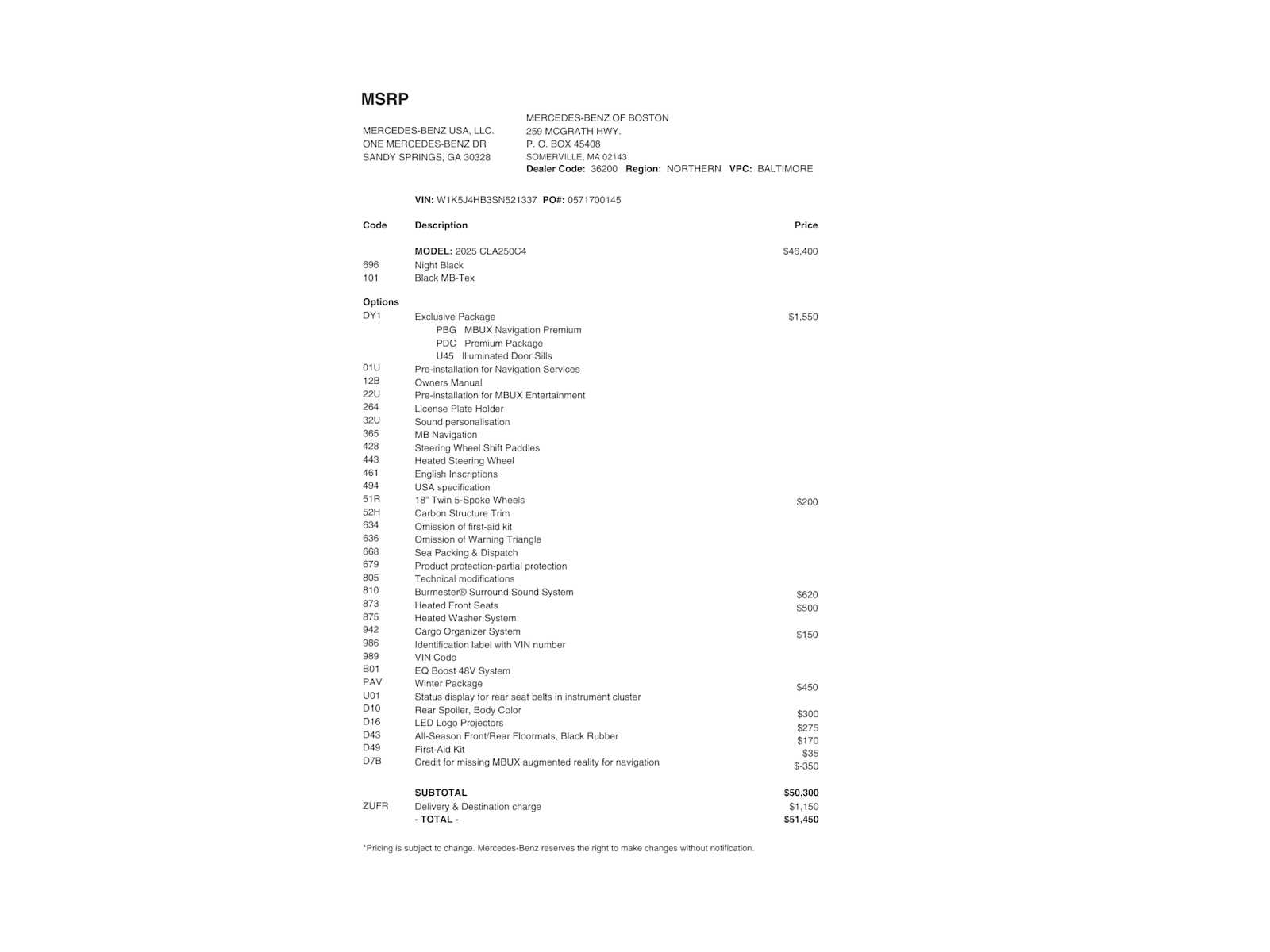 used 2025 Mercedes-Benz CLA 250 car, priced at $43,498