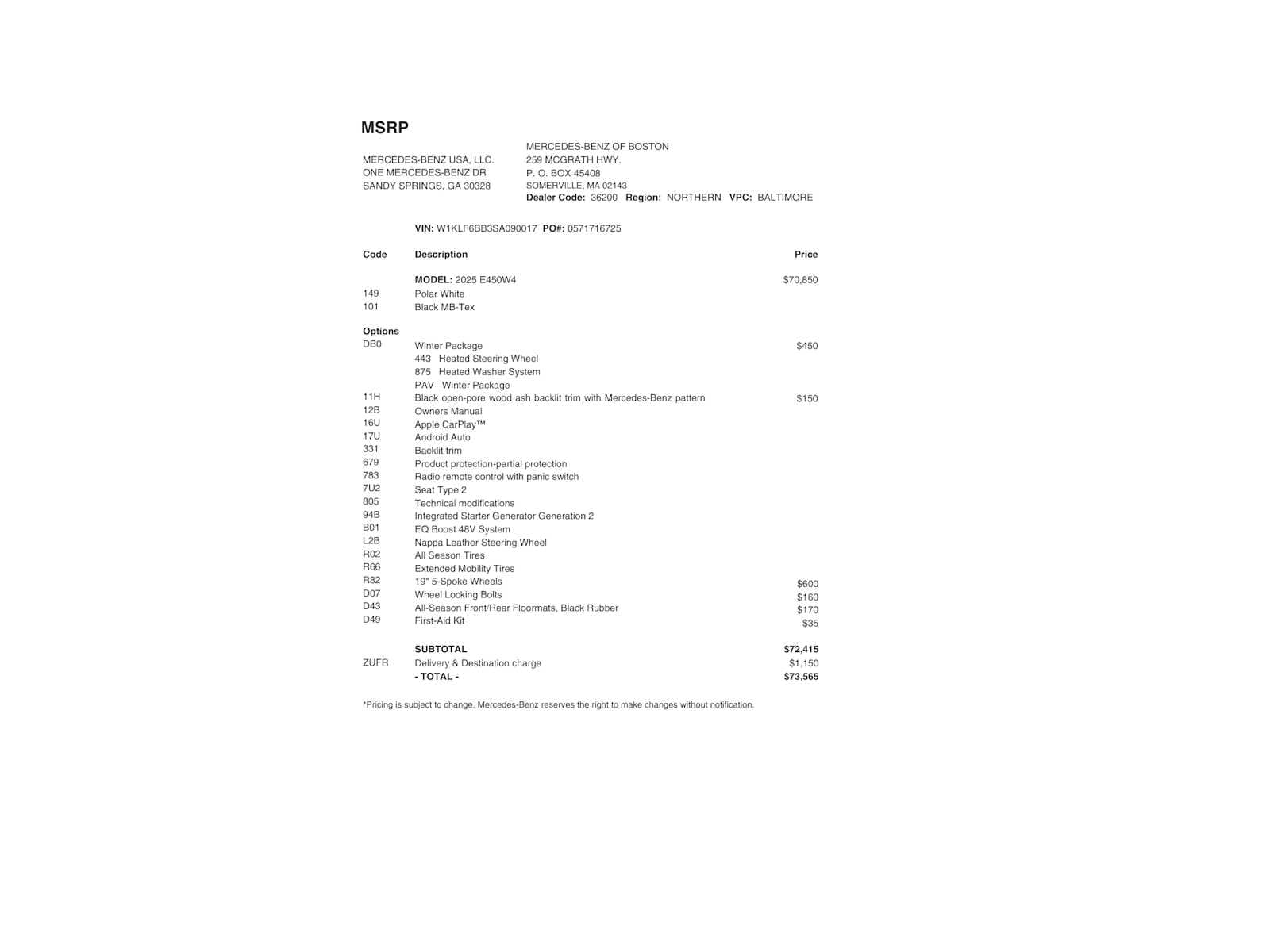 used 2025 Mercedes-Benz E-Class car, priced at $64,998