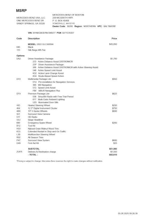 used 2022 Mercedes-Benz GLC 300 car, priced at $37,498