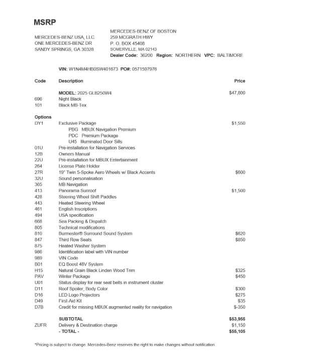 used 2025 Mercedes-Benz GLB 250 car, priced at $47,798